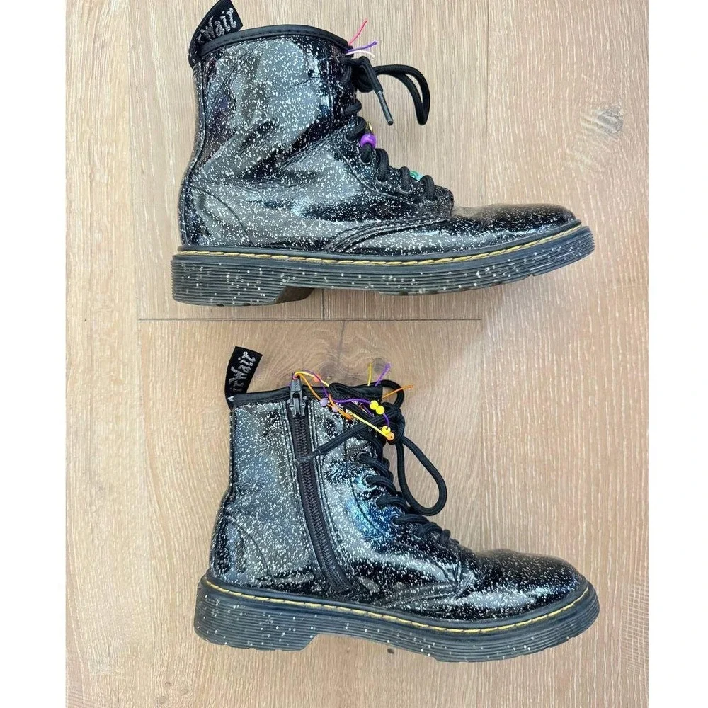Dr Martens 1460 J Black Cosmic Glitter 8Eye Boots Kids 3 Y2K Grunge Streetwear